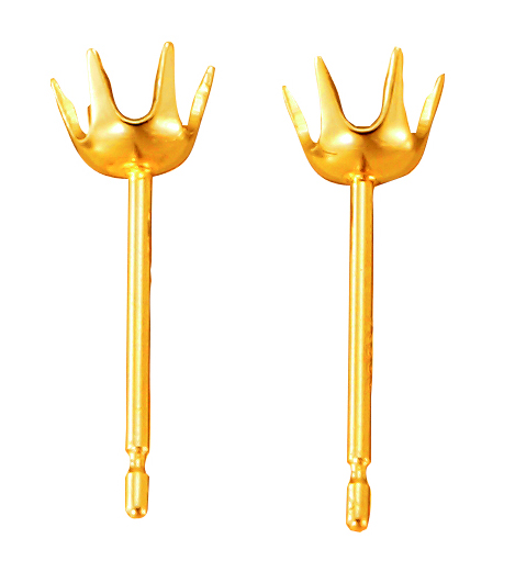 6 Prong Earring Post For 0.2ct (Stamped)